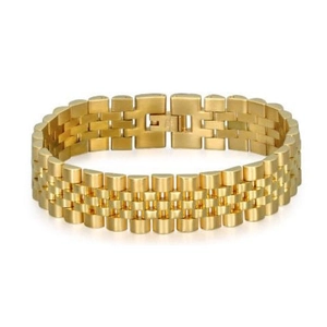 Men's Stainless Steel Jubilee Chain Bracelet Gold Silver Plated Watchband Style Geometric Link Bracelet For Business Casual Wear