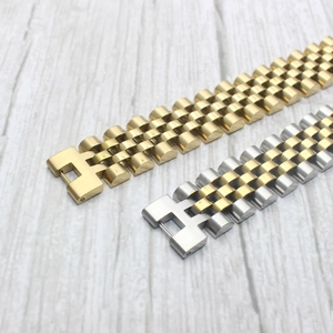 Classic 18K gold plated stainless steel jubilee link bracelet for men in gold and silver