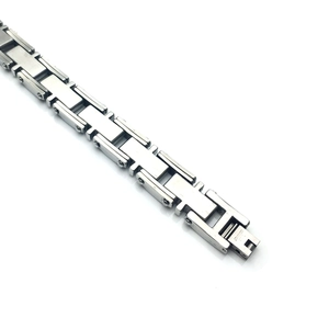 Bracelet classique à maillons industriels en acier inoxydable argenté pour hommes