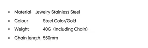 Titanium steel double dragon sword bullet pendant necklace with size and weight parameters