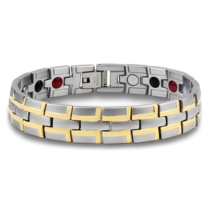 Men Magnetic Therapy Bracelet Stainless Steel Two Tone Gold Silver Healthcare Bio Magnetic Link Bracelet Fashion Jewelry Gift