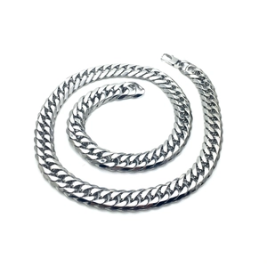 Polished silver stainless steel heavy curb chain necklace for men with lobster clasp