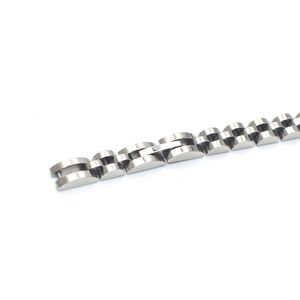 Classic silver stainless steel men's bracelet with D-shaped links and brushed metal finish