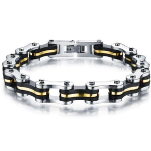 Men Industrial Bike Chain Bracelet Stainless Steel Silicone Bicycle Motorcycle Chain Link Bracelet Punk Jewelry Gift