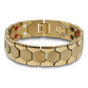 Titanium Steel Magnetic Therapy Bracelet Hexagonal Honeycomb Link Gold Black Silver Healthcare Jewelry For Men Women