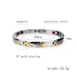 Magnetic therapy stainless steel bracelet for women in gold and silver finish