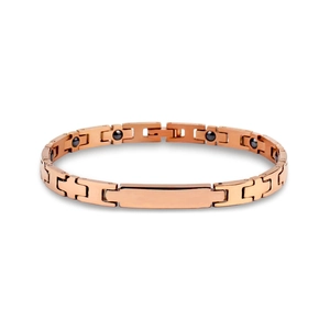 Vue détaillée du bracelet de magnétothérapie or rose avec aimants de santé intégrés