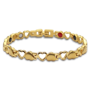 Fashion Titanium Steel Magnetic Heart Bracelet For Women Gold Plated Hollow Heart Link Chain Health Care Jewelry Gift