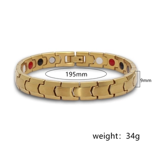 Bracelet magnétique doré motif chevrons pour femme, longueur 195mm et largeur 9mm