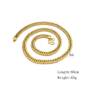 Collier gourmette pour homme plaqué or 18 carats, largeur 8 mm et longueur 60 cm