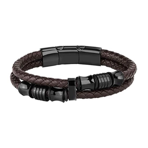 Men Stainless Steel Braided Bracelet Black Electroplated Magnetic Clasp Industrial Style Masculine Wristband Accessory Jewelry