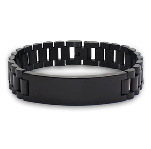 Men's Minimalist Stainless Steel Watch Strap Style ID Bracelet Polished Curved Plate Metal Chain Link Bracelet Jewelry Gold Black
