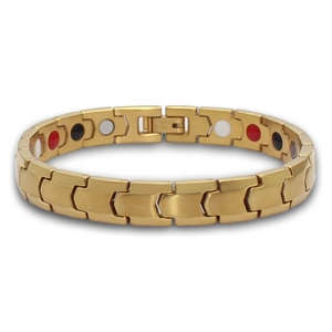 Bracelet Magnétothérapie en Acier au Titane Électroplaqué Or Design Arête de Poisson Bracelet Énergétique Unisexe Bijoux Cadeau