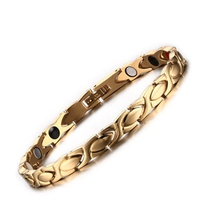 Bracciale Magnetico da Donna in Oro Acciaio al Titanio Elegante Design Geometrico a Maglia X Gioielli Salute in Acciaio Inossidabile