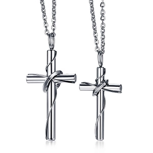 Collana con Pendente a Croce per Coppia in Acciaio Inossidabile Collana con Crocifisso Minimalista Lucidata per Uomo Donna Gioielli Religiosi