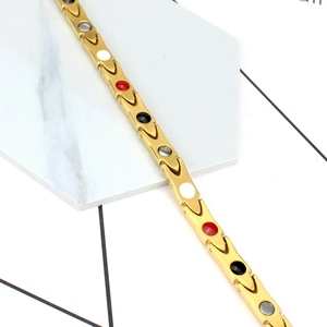 Bracelet magnétique en acier titane pour hommes et femmes avec pierres d'énergie