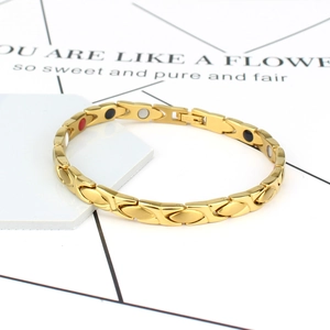 Bracelet de thérapie magnétique doré pour hommes et femmes avec maillons en forme de X