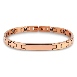 Bracelet de Magnétothérapie en Acier Inoxydable Or Rose pour Femmes Bijoux de Santé Mode Chaîne à Maillons Avec Plaque d'identité