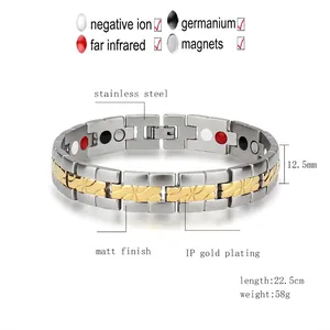 Zweifarbiges Armband aus Edelstahl in Gold und Silber mit magnetischen Elementen