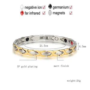 Titanium steel magnetic health bracelet for men and women with four element inlay stones