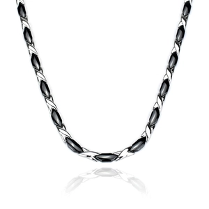 Titanium Steel Black Ceramic Magnetic Health Necklace For Men Women Geometric Industrial Link Chain Necklace Jewelry
