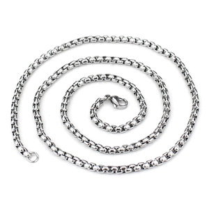 Collier Homme en Acier Inoxydable Chaîne Vénitienne Polie Géométrique à Maillons Carrés Bijoux Minimalistes Cadeau pour Hommes Quotidien