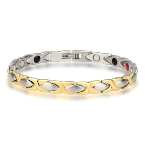 Stainless Steel Magnetic Therapy Bracelet For Men Women Gold Silver Two Tone X Shape Geometric Link Healthy Energy Jewelry