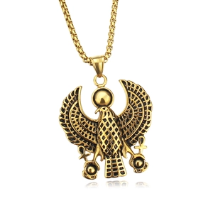 Vintage Titanstahl Altägyptisches Ankh Symbol Horus Adler Anhänger Halskette Wächter Kreuz Retro Ethno Schmuck Für Herren Damen