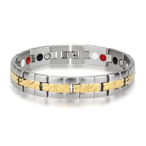 Zweifarbiges Magnettherapie Titanstahl Armband Für Damen Herren Gesundheit Energie Gliederkette Gold Silber Schmuck Armband