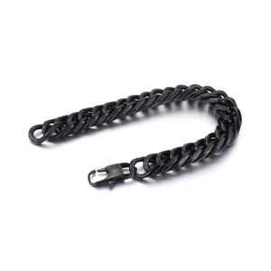 Rugged black stainless steel Cuban link bracelet for men with secure lobster clasp
