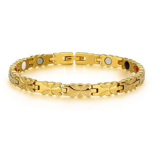 Bracciale Magnetico da Donna Coreano in Acciaio Inox Placcato Oro 18K Design a Farfalla Gioielli di Moda Minimalista