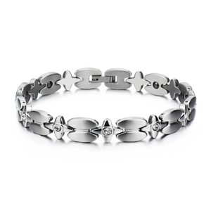 Bracelet Croix en Acier Inoxydable avec Strass pour Femme Élégant Bracelet Chaîne en Argent Bijoux de Luxe