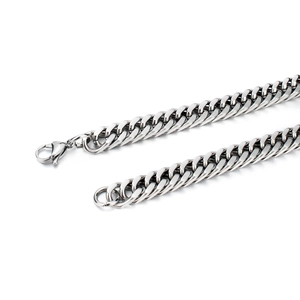 Mens fashion chunky silver stainless steel curb chain necklace with durable lobster clasp