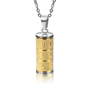 Religious Stainless Steel Buddhist Mantra Pendant Necklace For Women Men Gold Silver Namu Lotus Prayer Cylinder Jewelry