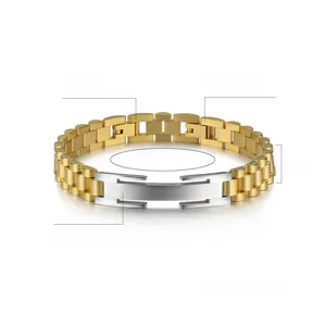 Detail of men's titanium steel watch-band bracelet with 21.5cm length and 10mm width
