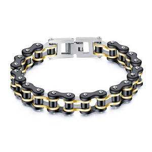 Biker Chain Bracelet Stainless Steel Motorcycle Mechanical Style Two Tone Rock Punk Heavy Duty Hand Chain For Men Fashion Jewelry