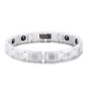 Minimalist White Ceramic Link Bracelet For Women Magnetic Hematite Stones Trendy Fashion Jewelry Electroplated Wristband