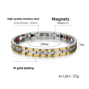 Détails du bracelet de thérapie magnétique bicolore avec placage à l'or sous vide IP
