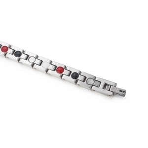 Bracelet magnétique pour femme en acier inoxydable avec perles rouges, noires et blanches