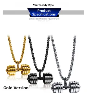 Collane con ciondolo a manubrio in oro nero e argento con catene a maglie spesse