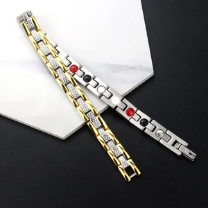 Bracelet magnétique pour femme en acier inoxydable avec motif d'écailles dorées