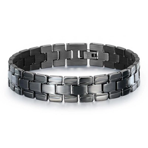 Black Stainless Steel Bracelet For Men Watch Chain Design Industrial Style Electroplated Titanium Steel Fashion Jewelry