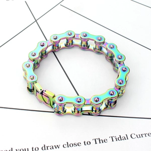 Bracelet chaîne de vélo en acier inoxydable arc-en-ciel avec fermoir pliable