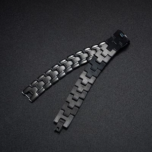 Matte black and gunmetal stainless steel men's watch band bracelet in industrial style