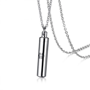 Stainless Steel Paw Print Memorial Cremation Urn Pendant Necklace Cylindrical Pet Ashes Keepsake Jewelry For Men Women