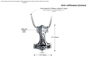 Spécifications détaillées de taille pour le pendentif marteau Mjölnir en acier inoxydable