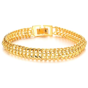 Bracelet en Cuivre pour Femmes à la Mode Plaqué Or Chaîne Tressée Bijoux Jonc Géométriques pour Cadeau Créatif de Saint Valentin