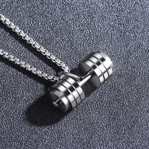 Collana con ciondolo a manubrio in acciaio inossidabile per uomo con catena box argento