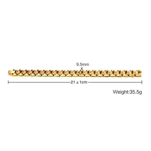 Gold stainless steel link bracelet for couples with cubic zirconia and magnetic stones