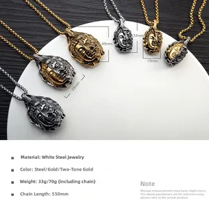 Détails des pendentifs Bouddha en finitions or et acier avec spécifications de tailles